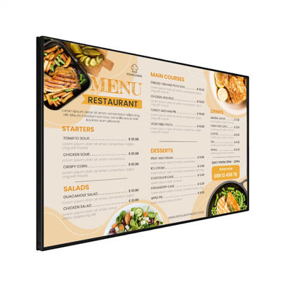 Penampilan Iklan LCD Indoor Digital Signage Player Untuk Papan Menu Digital Restoran