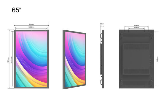 65 Inch 2500nits Tinggi Cerah Kaki Outdoor LCD Display Untuk Bisnis Weatherproof IP65 seri bebas perawatan
